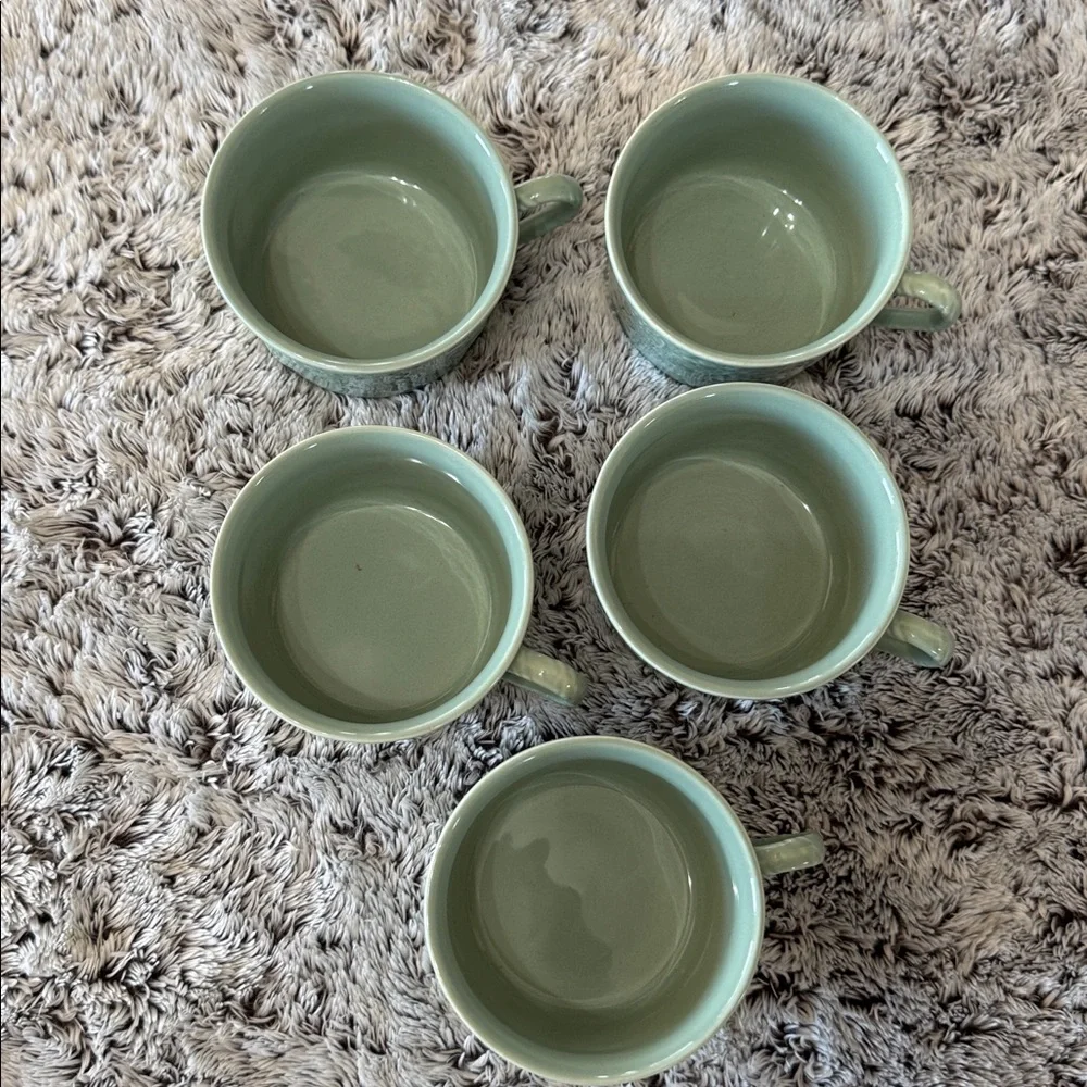 Mikasa English‎ Countryside Celadon DP400 Japan-E Set of 5 Green Tea Cups Mugs